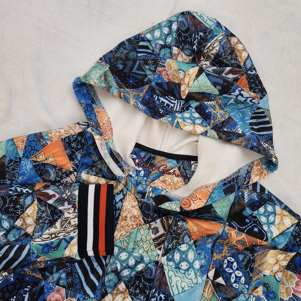 ROBERT GRAHAM Men's Contemporary‎ Pullover Hoodie Size XL Multicolor Broken Tile